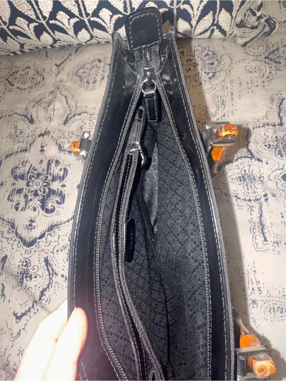 Gucci Black Tote Bag with Bamboo Handles
